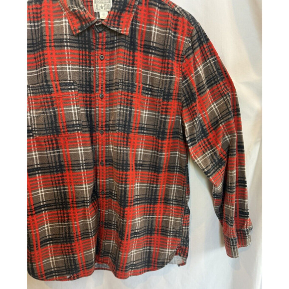 Vintage Y2K Converse Mens Grunge Plaid Flannel Shirt Size L Skater Rugged FLAW - Picture 6 of 11
